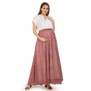 Maroon Rayon Georgette Maternity Dress - Red