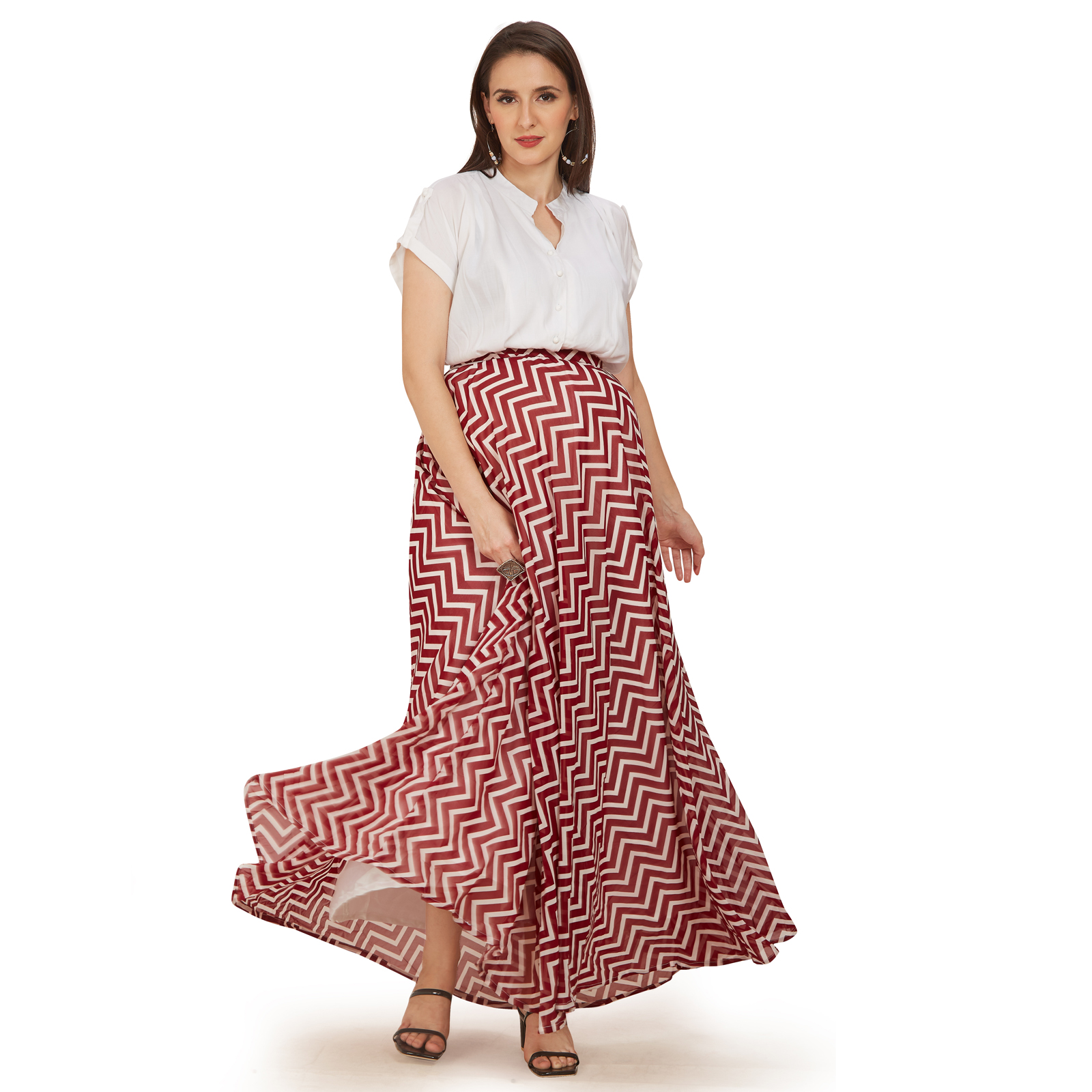 Maroon Rayon Georgette Maternity Dress - Red - Image 2