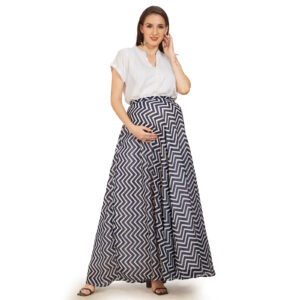 Navy Blue Rayon Maternity Dress - Blue