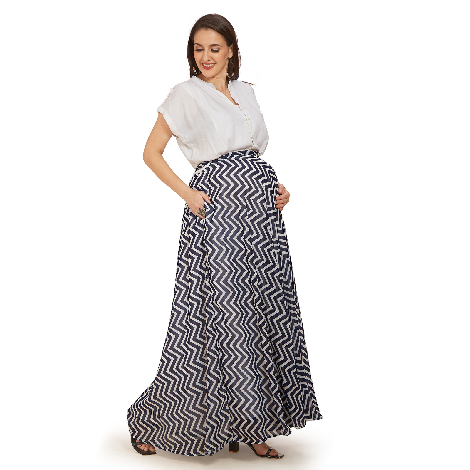 Navy Blue Rayon Maternity Dress - Blue - Image 2