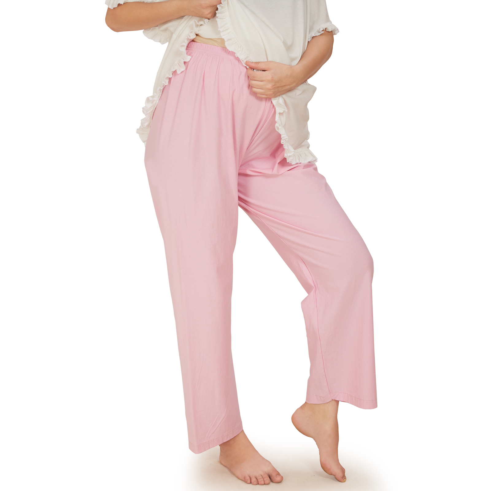 Cream Pink Cotton Maternity Top - Pink - Image 4