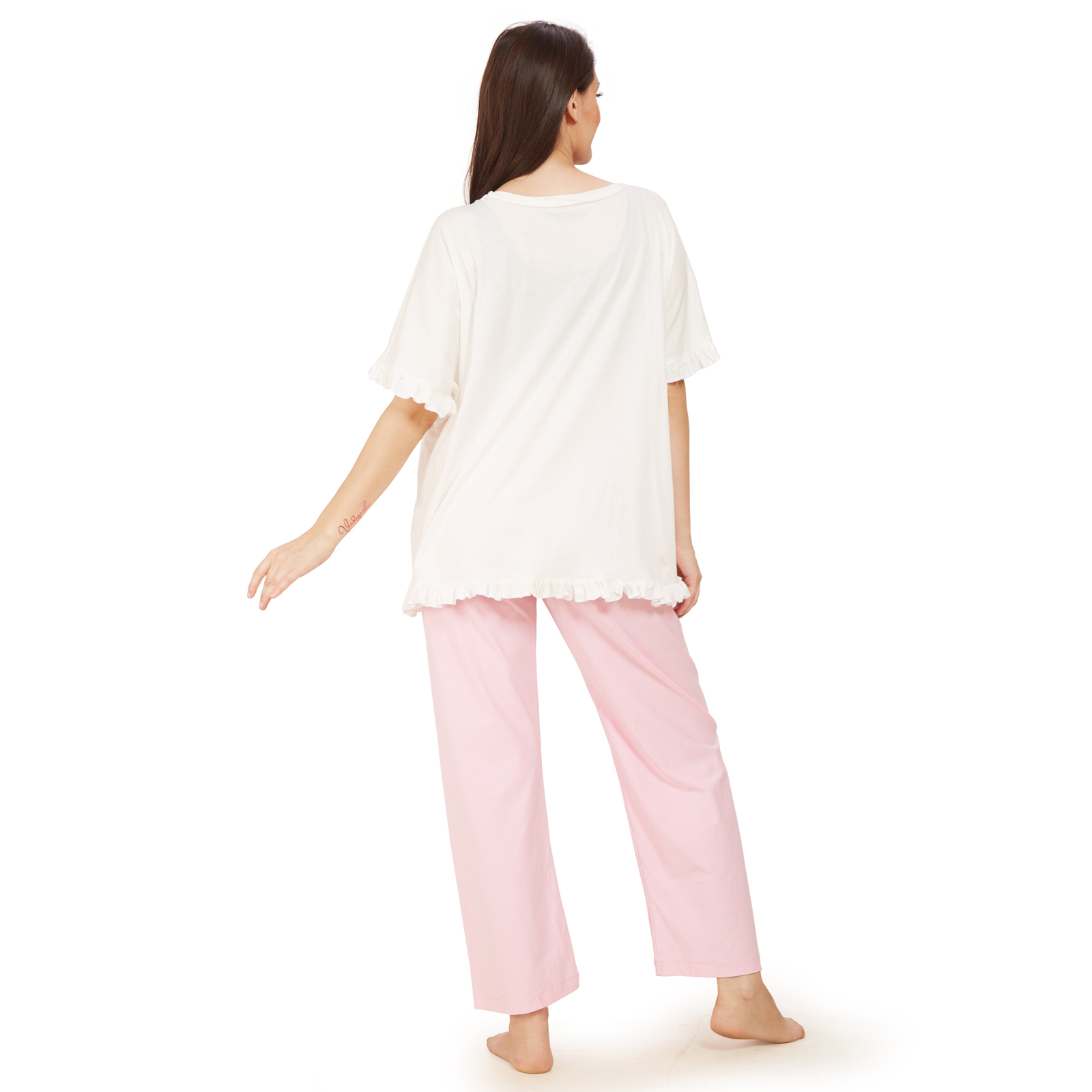 Cream Pink Cotton Maternity Top - Pink - Image 5