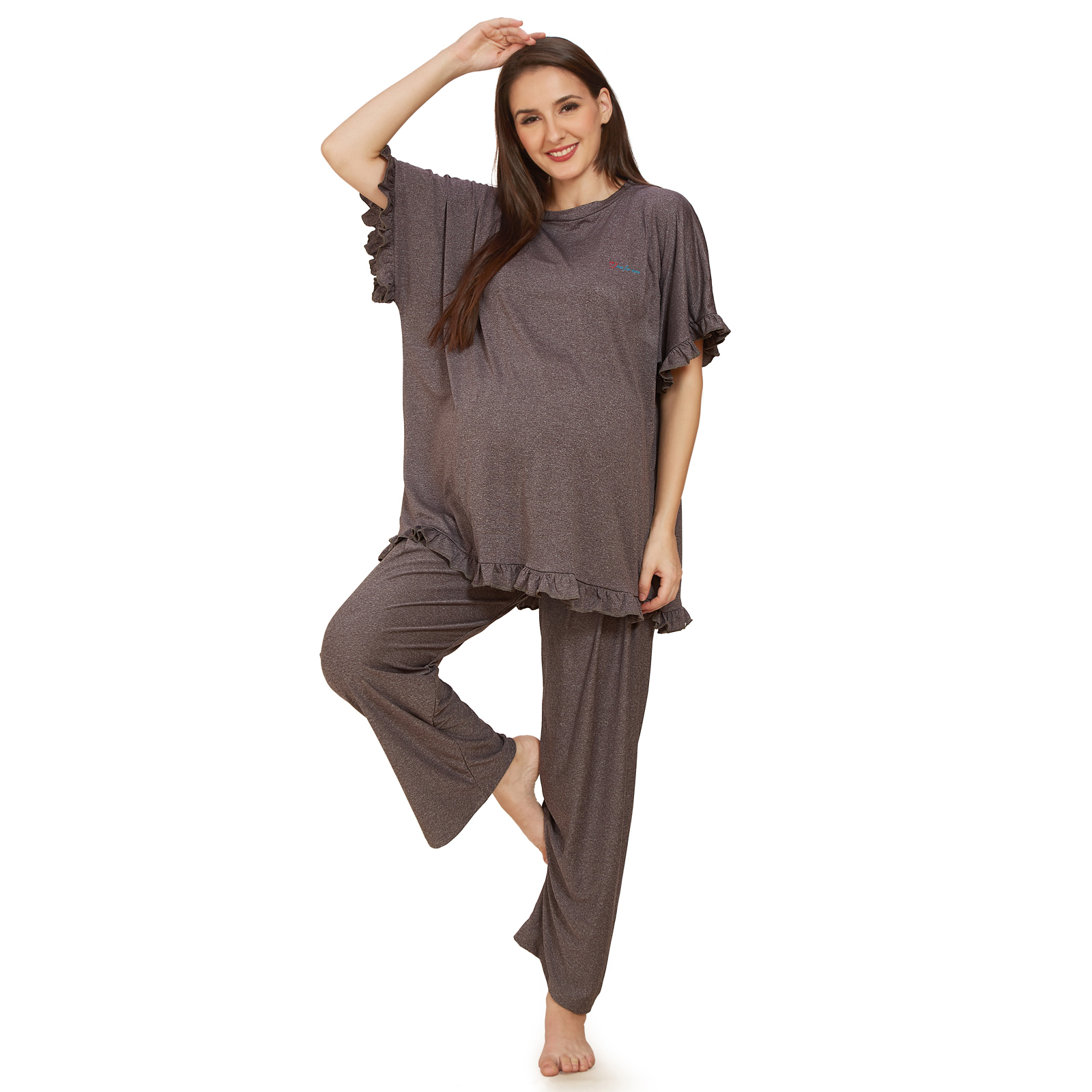 Dark Grey Cotton Maternity Shirt - Grey - Image 2