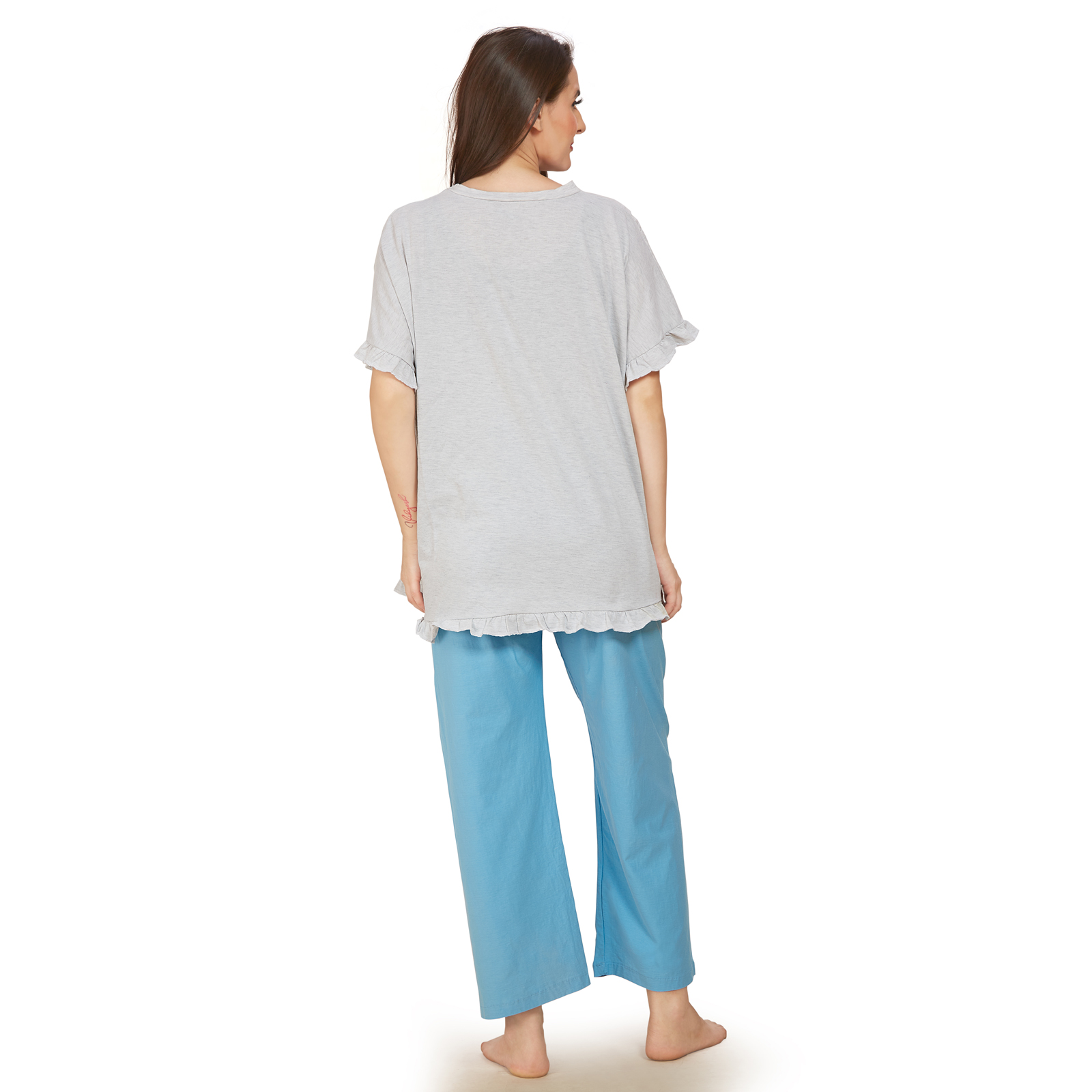 Light Grey Blue Maternity Shirt - Blue - Image 5