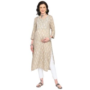 Ethnic Motif Printed Maternity Kurta - Red