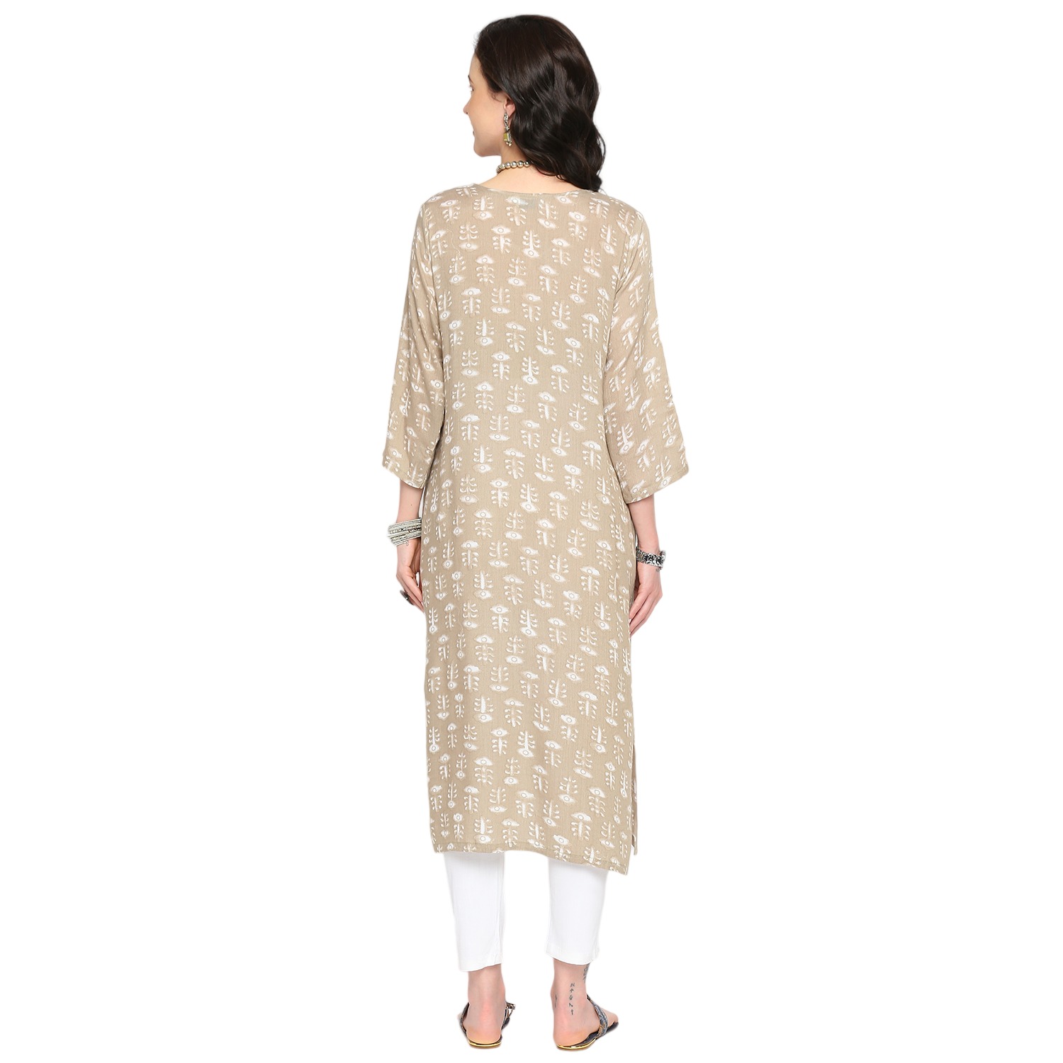 Ethnic Motif Printed Maternity Kurta - Red - Image 5