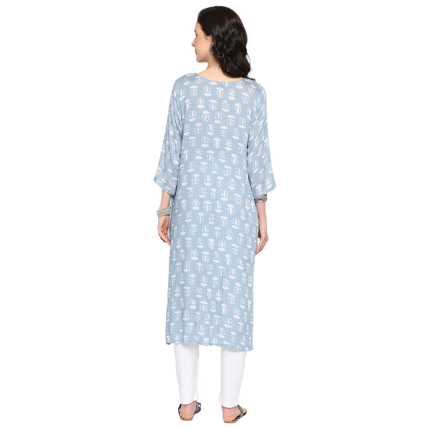 Ethnic Motif Printed Maternity Kurta - Blue - Image 5