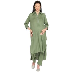 Mom For Sure Maternity Kurta - Green
