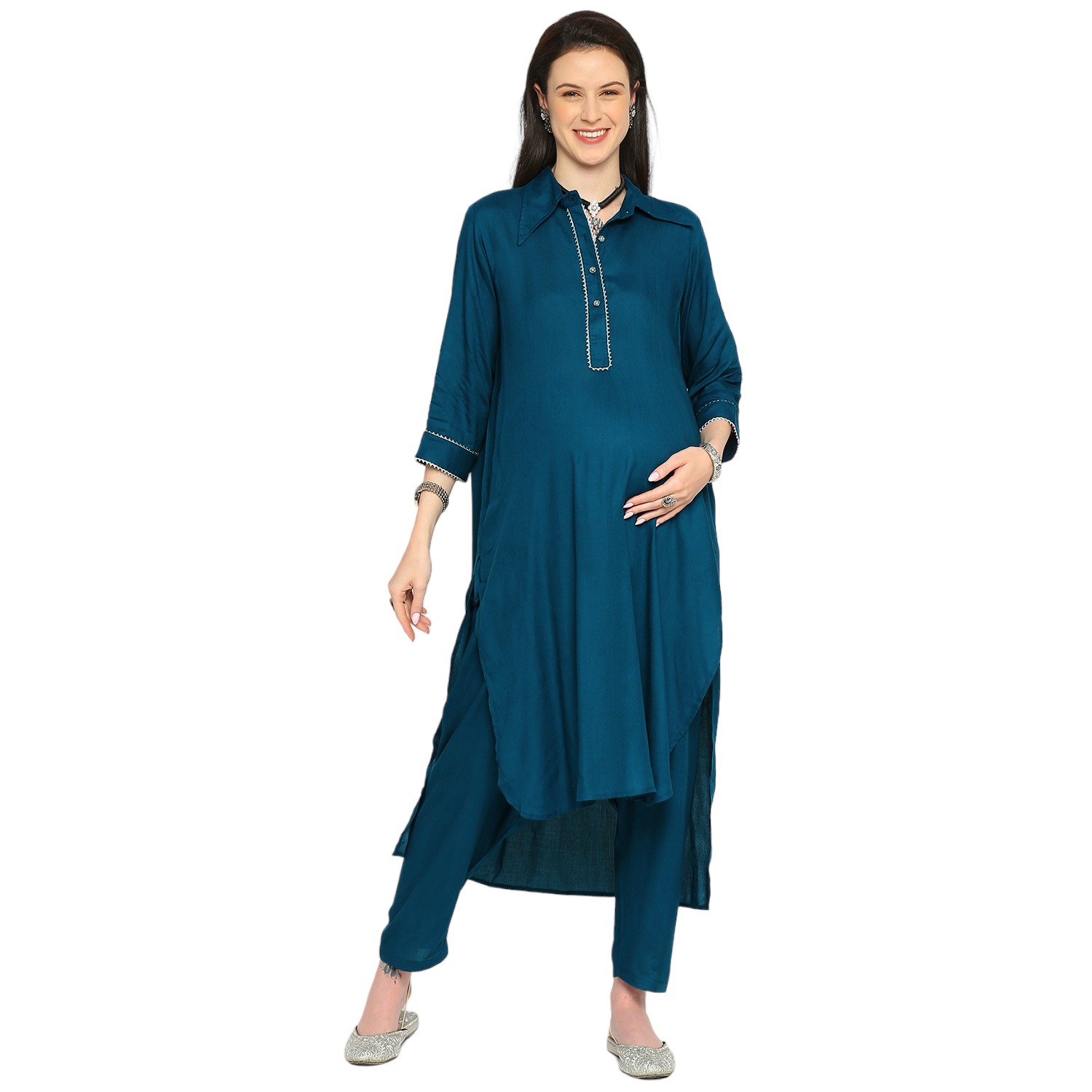 Mom For Sure Maternity Kurta - Blue