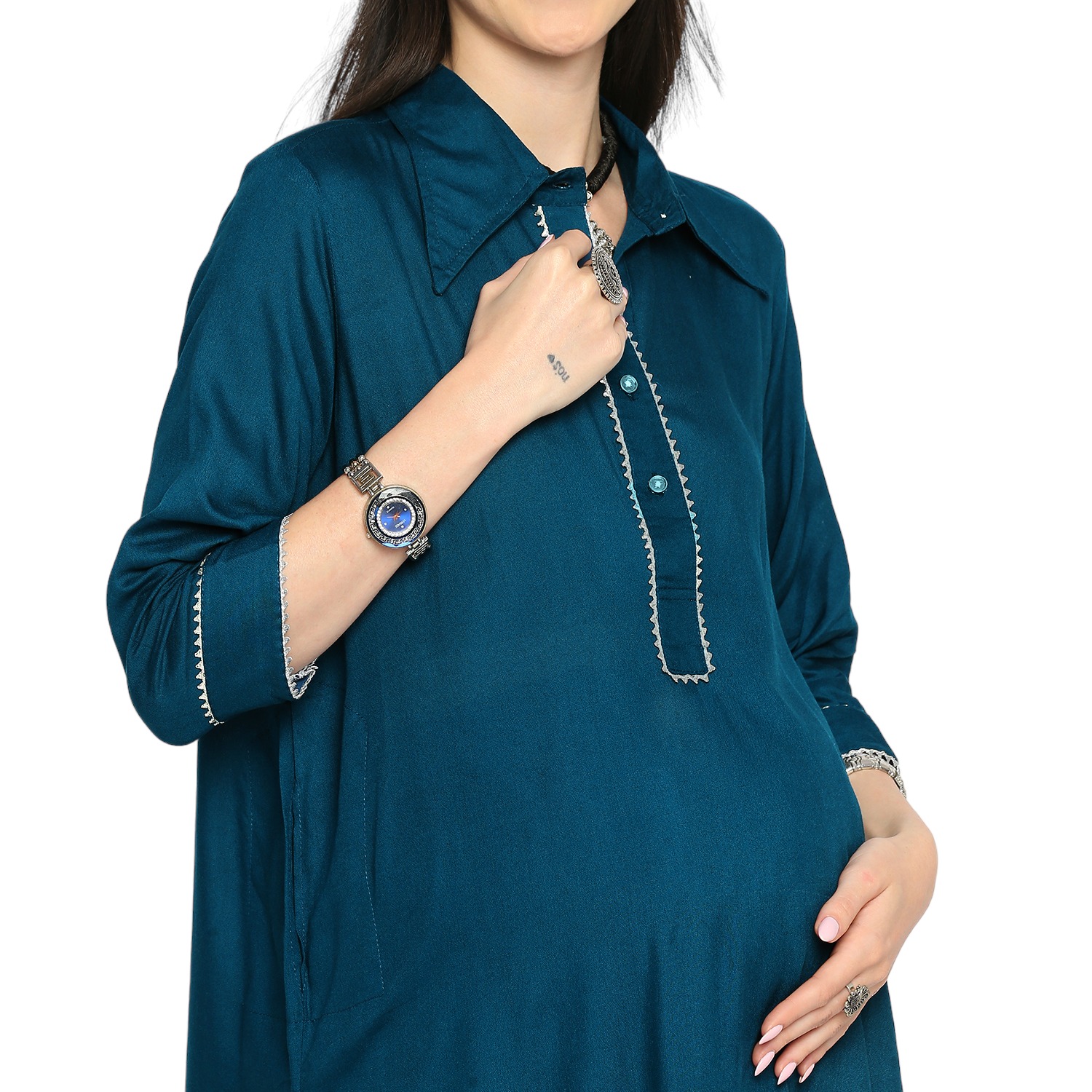 Mom For Sure Maternity Kurta - Blue - Image 2