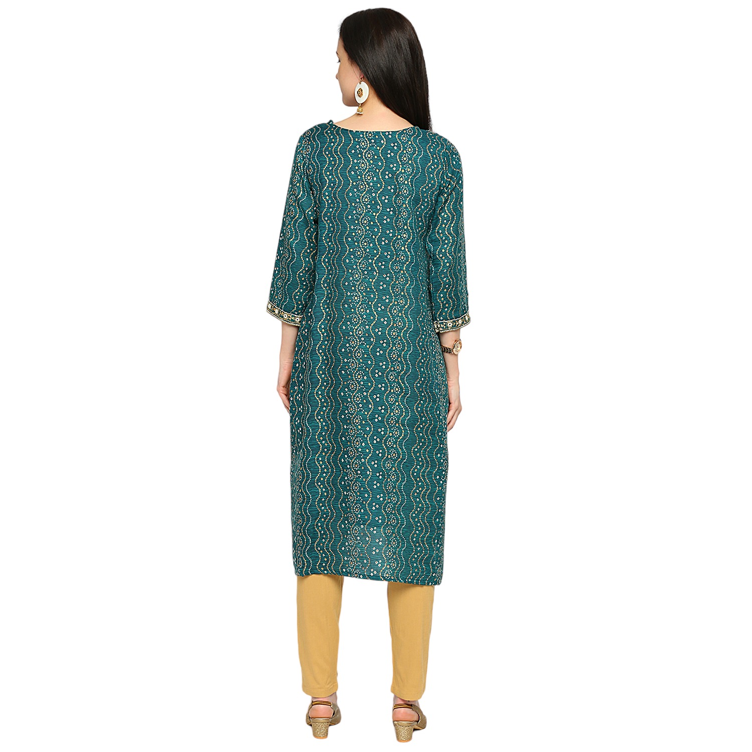 Pure Cotton Slub Maternity Kurta - Green - Image 5