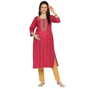 Pure Cotton Slub Maternity Kurta - Pink
