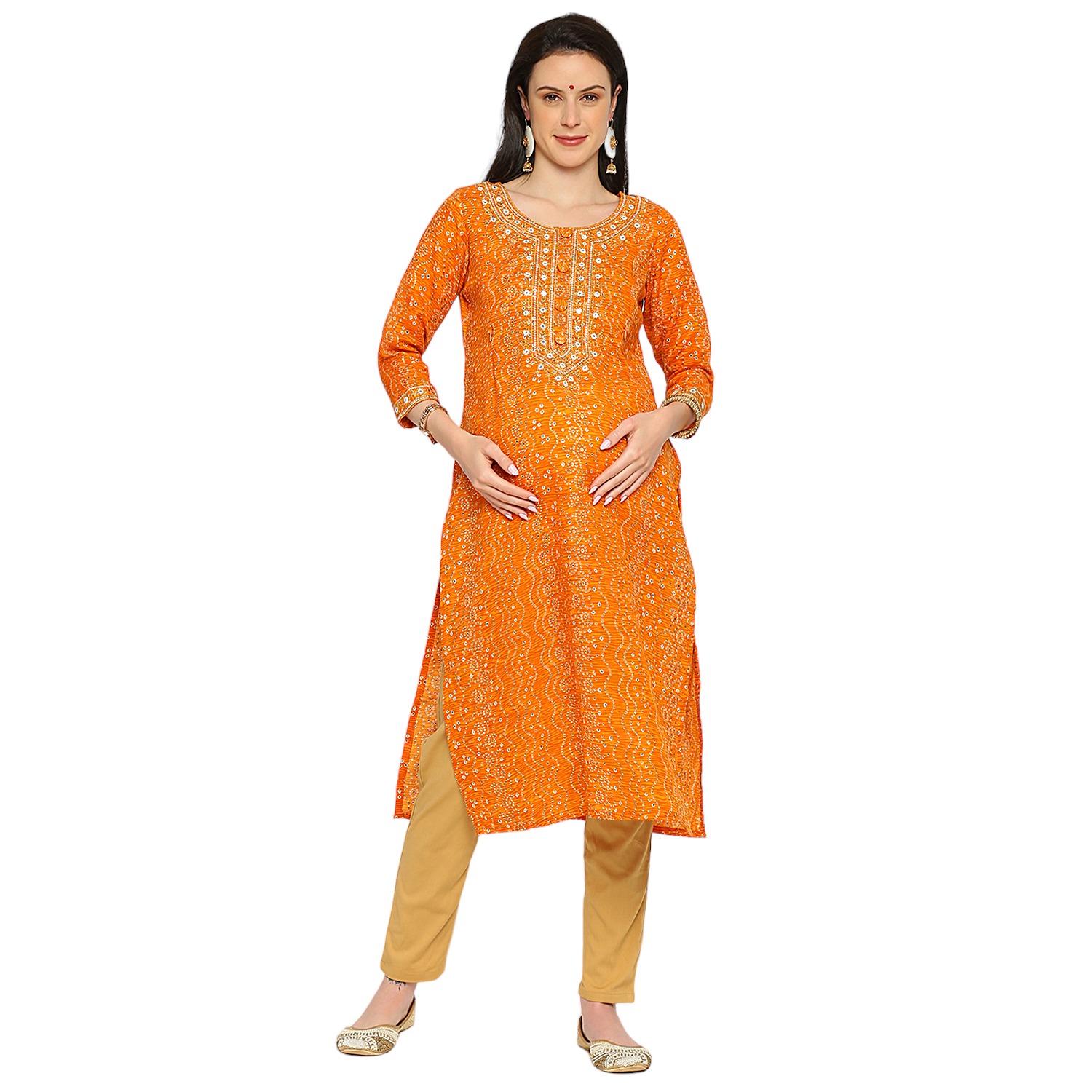 Pure Cotton Slub Maternity Kurta - Red