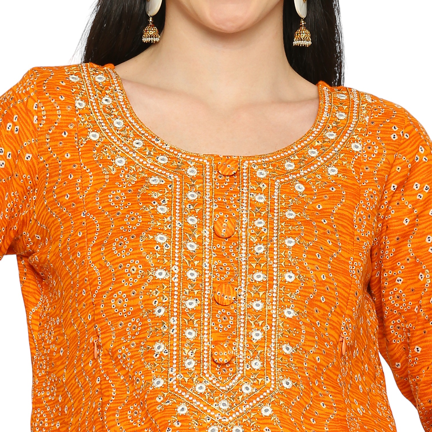 Pure Cotton Slub Maternity Kurta - Red - Image 3