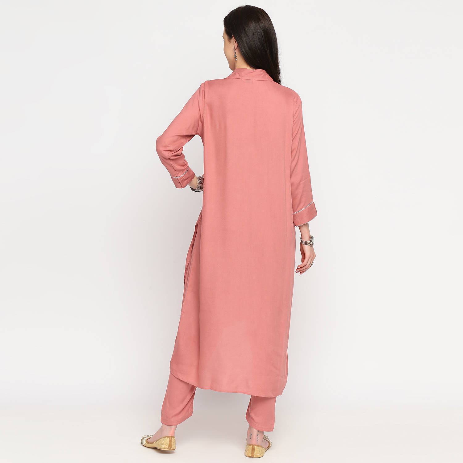 Tropical Coral Rayon Maternity Kurta - Black - Image 5