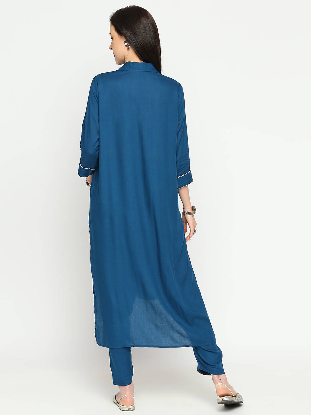 Turquoise Teal Blue Maternity Kurta - Blue - Image 5
