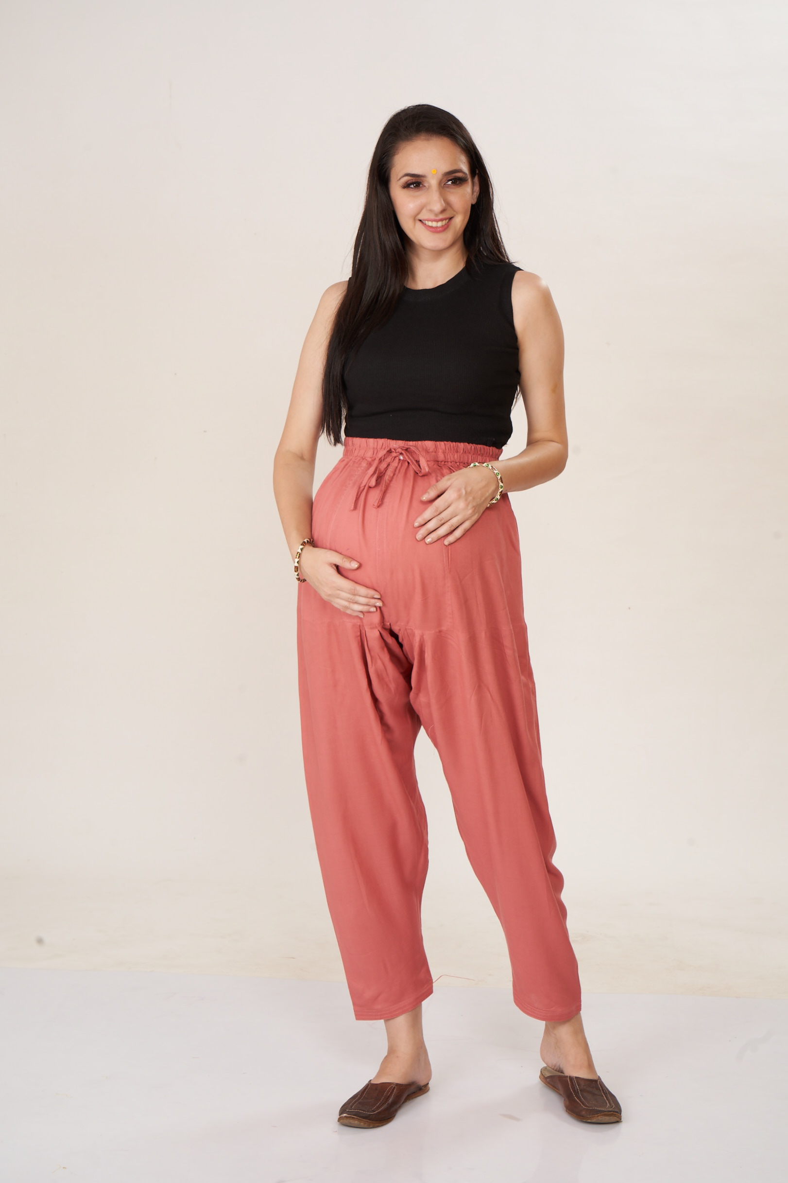 Rayon Maternity Pathani Maternity Salwar - Black