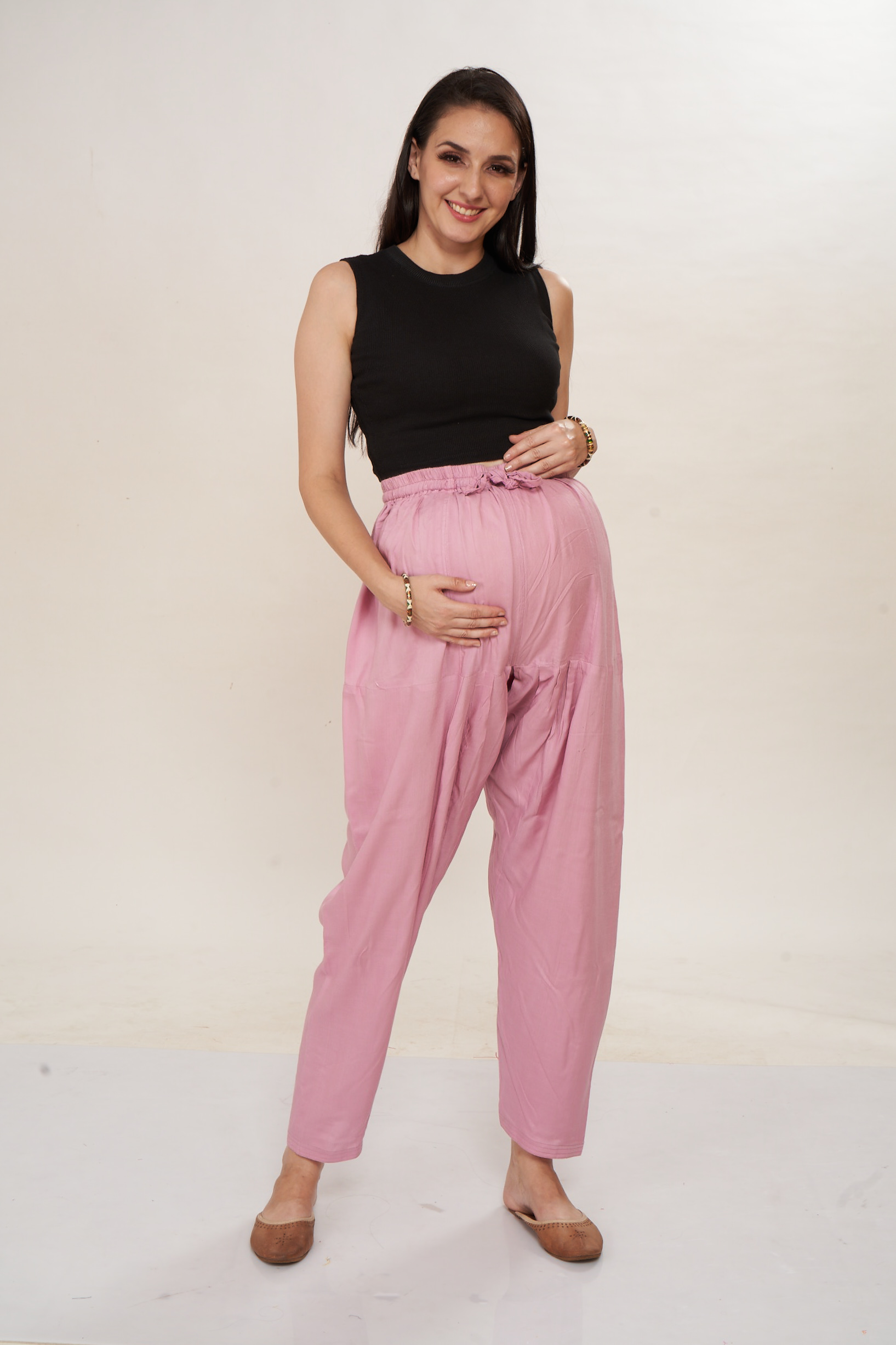 Rayon Maternity Pathani Maternity Salwar - Black - Image 2