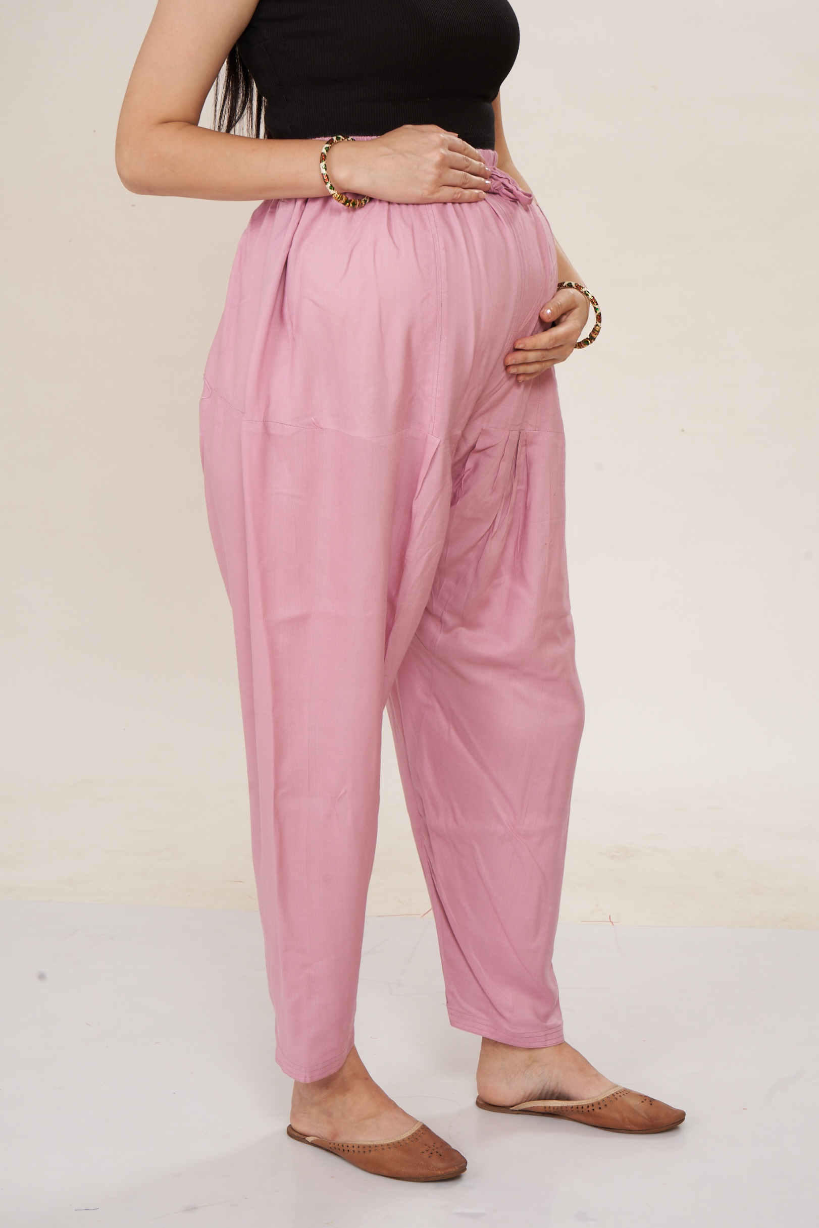 Rayon Maternity Pathani Maternity Salwar - Black - Image 3