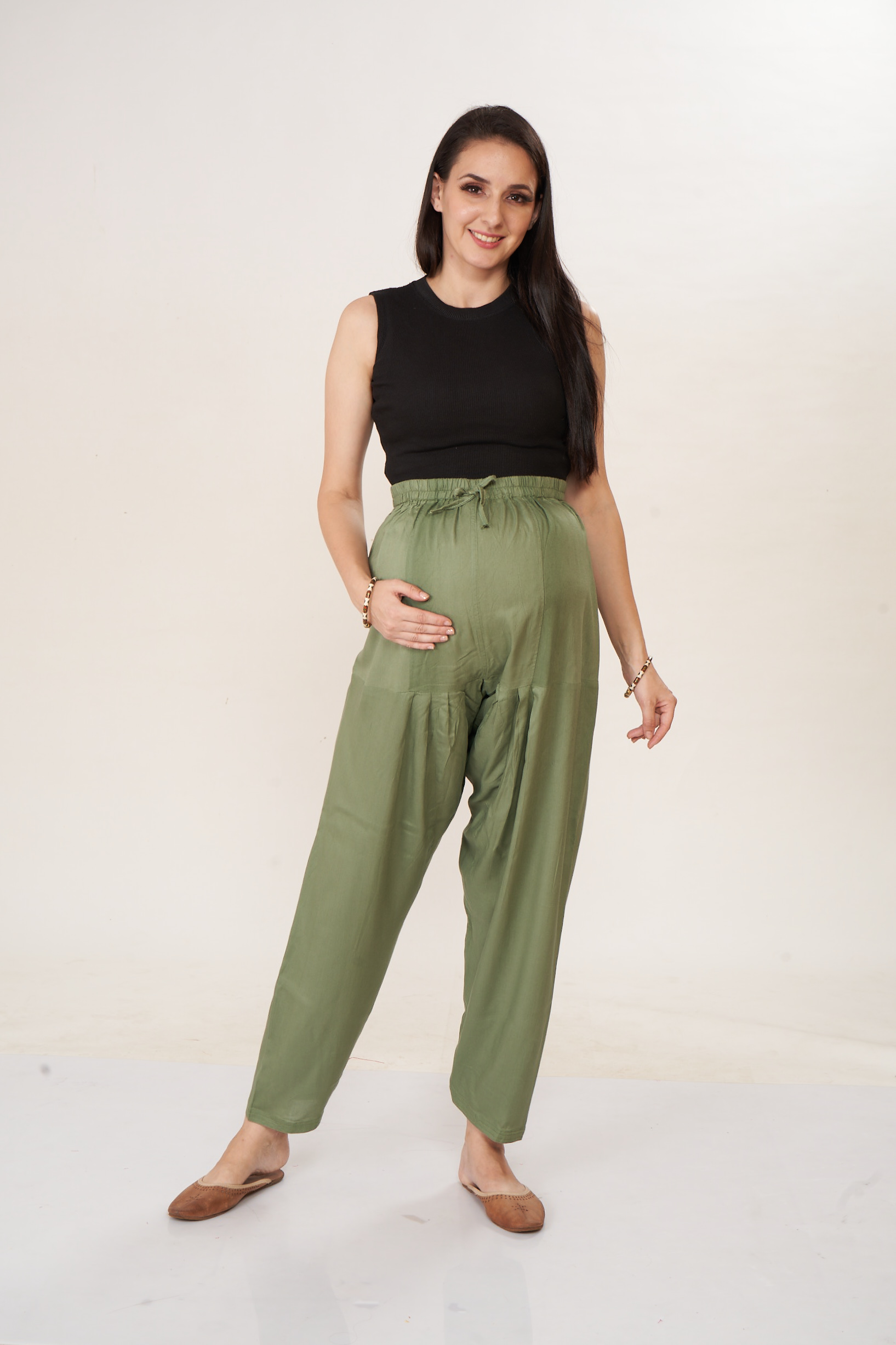 Rayon Maternity Pathani Maternity Salwar - Green
