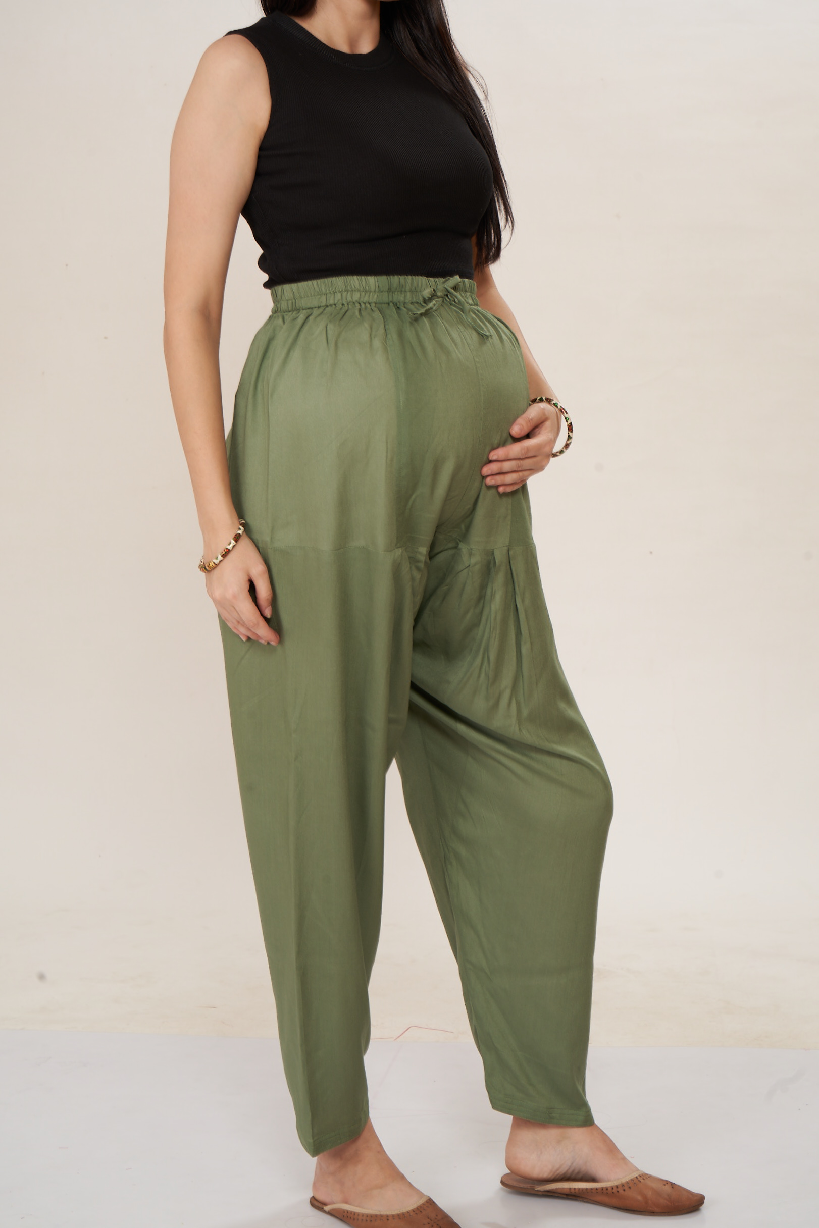 Rayon Maternity Pathani Maternity Salwar - Green - Image 4