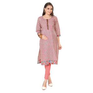 Cotton Floral Printed Maternity Kurta - Red