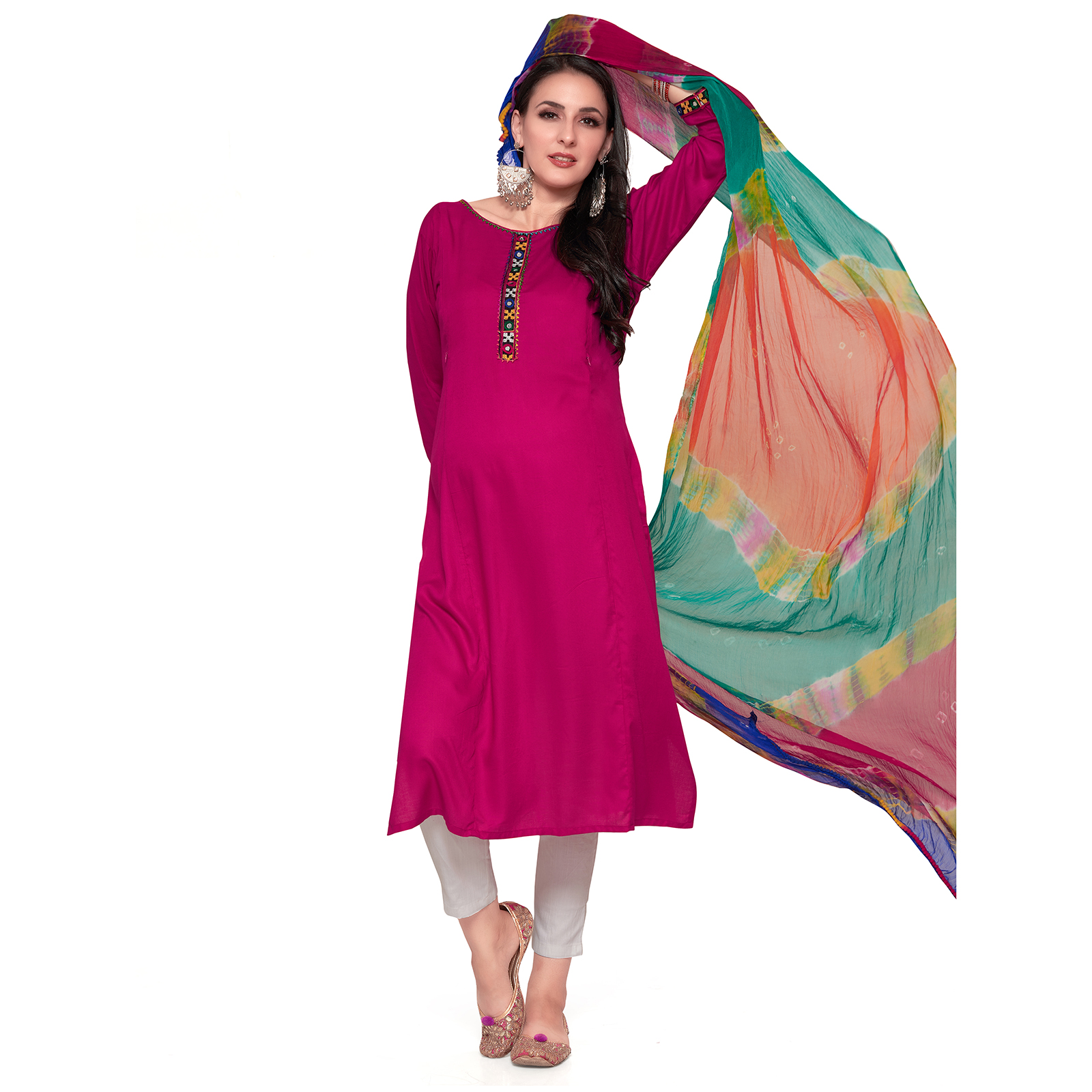 Soft Rayon Kalicut Maternity Kurta - Pink