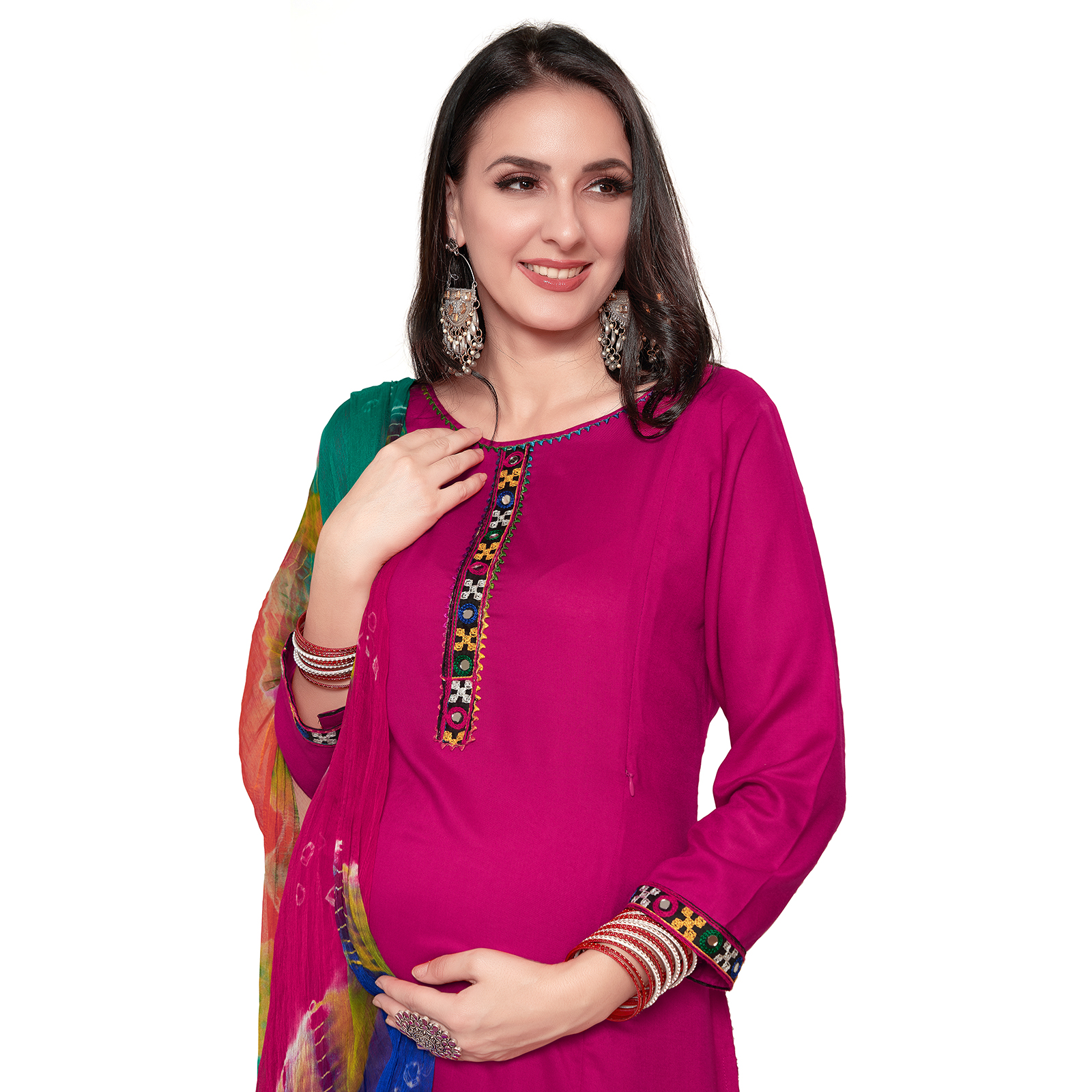Soft Rayon Kalicut Maternity Kurta - Pink - Image 3