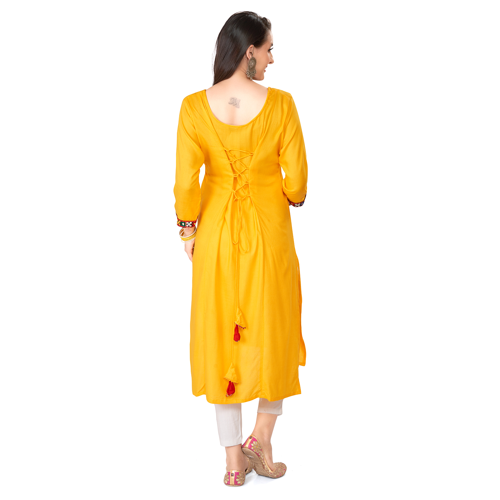 Soft Rayon Kalicut Maternity Kurta - Yellow - Image 5