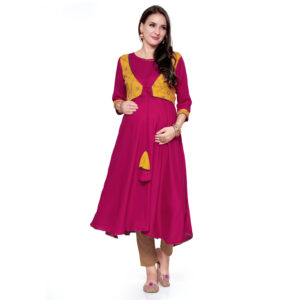 Rayon Maternity Nursing Maternity Kurta - Pink