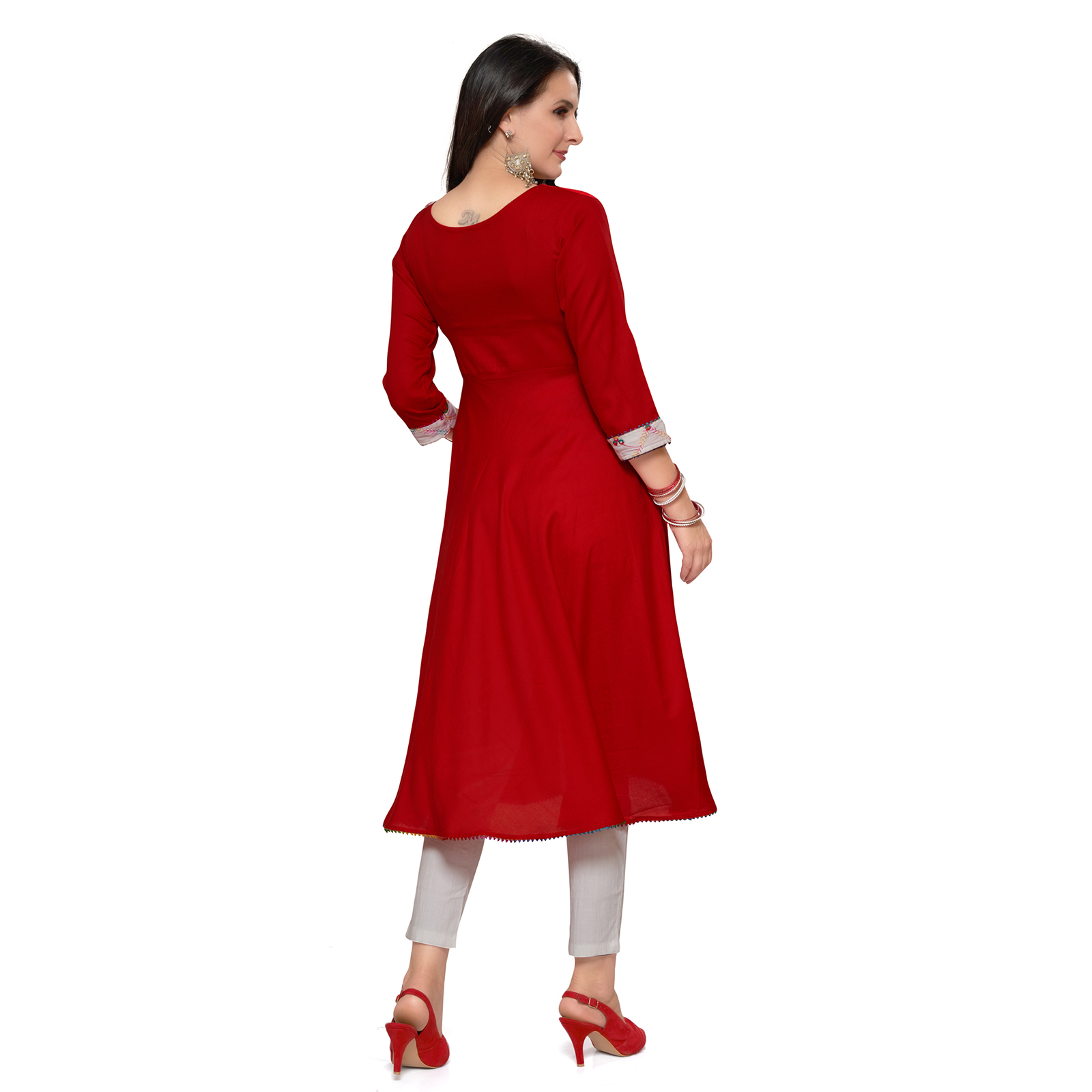 Rayon Maternity Nursing Maternity Kurta - Red - Image 5