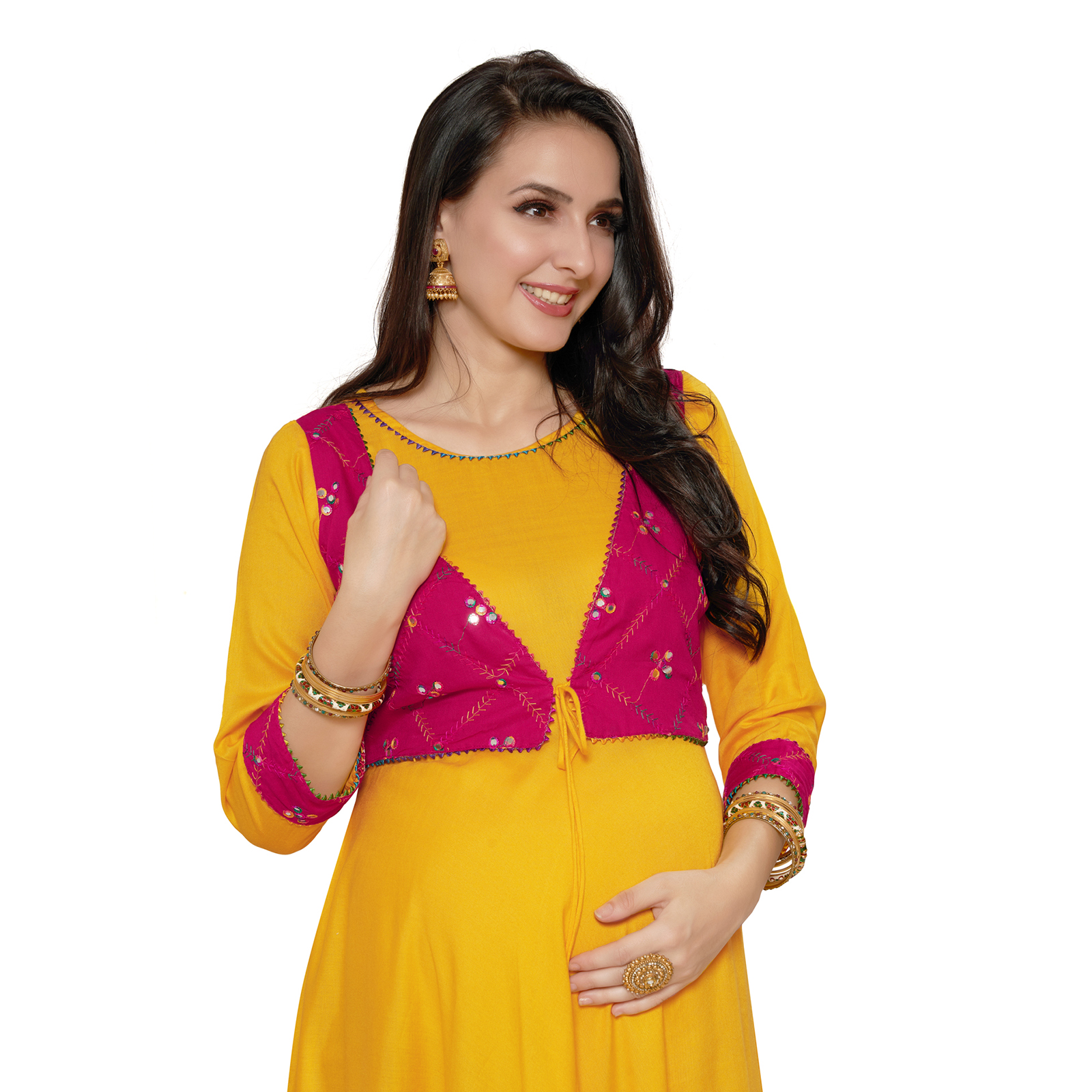 Rayon Maternity Nursing Maternity Kurta - Red - Image 3