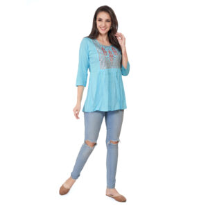 Mom For Sure Maternity Kurti - Blue
