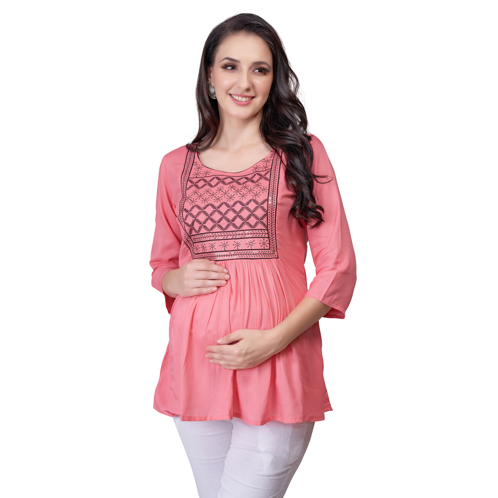 Mom For Sure Maternity Kurti - Red - Image 3