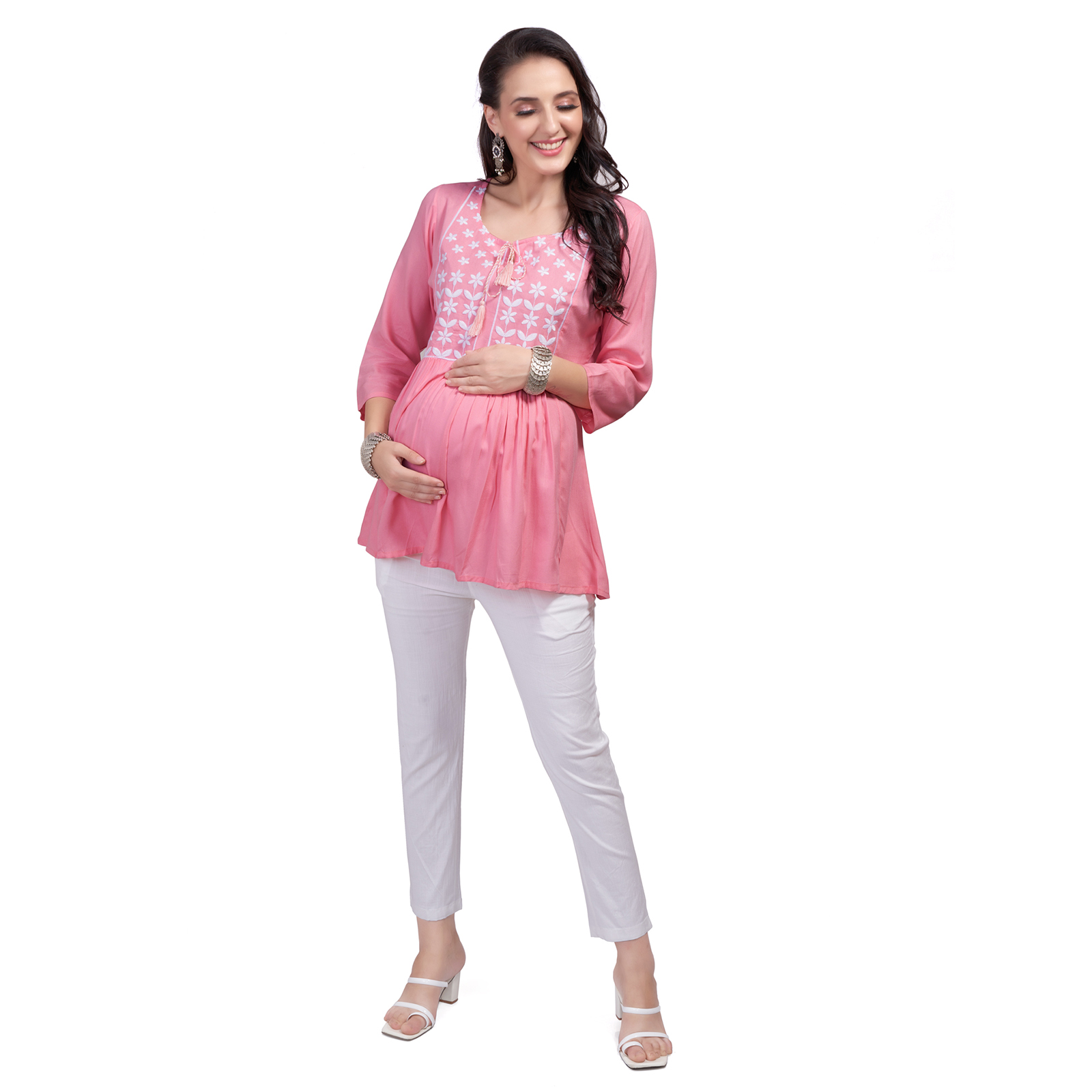 Mom For Sure Maternity Kurti - Pink - Image 2