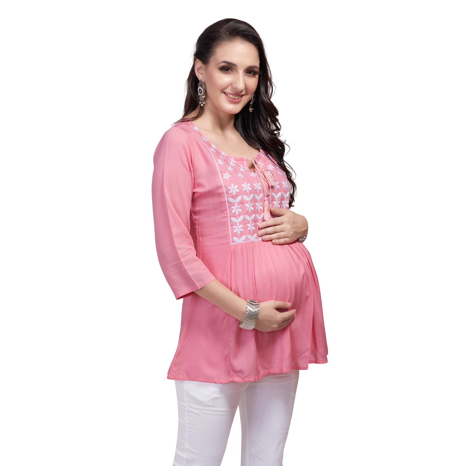 Mom For Sure Maternity Kurti - Pink - Image 3