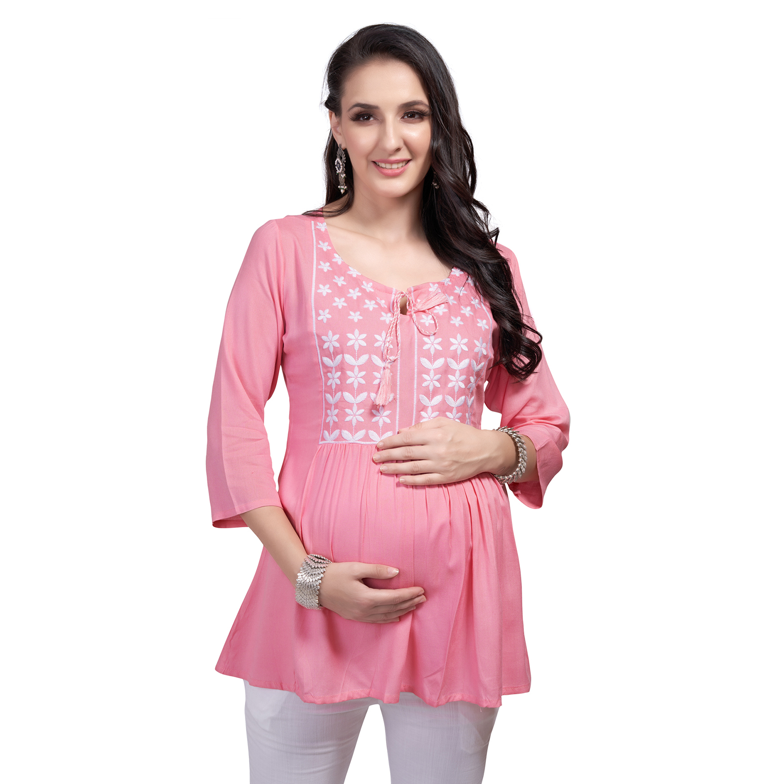 Mom For Sure Maternity Kurti - Pink - Image 4