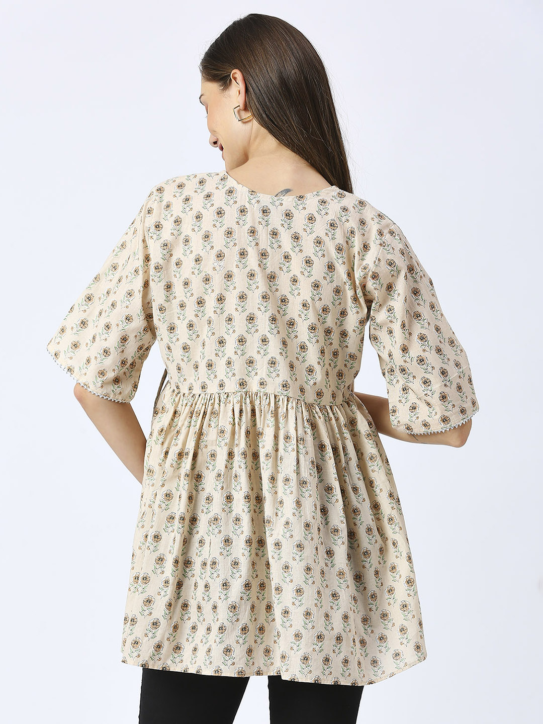 Cotton Maternity Top Maternity Top - Beige - Image 5