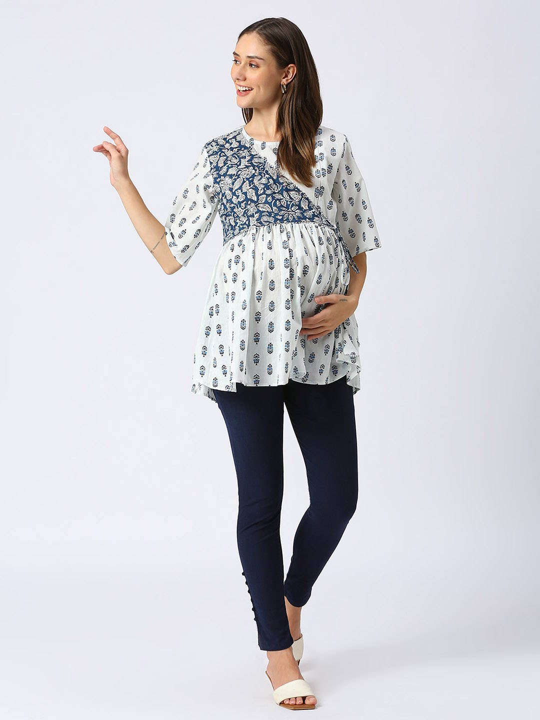 Cotton Maternity Top Maternity Top - White
