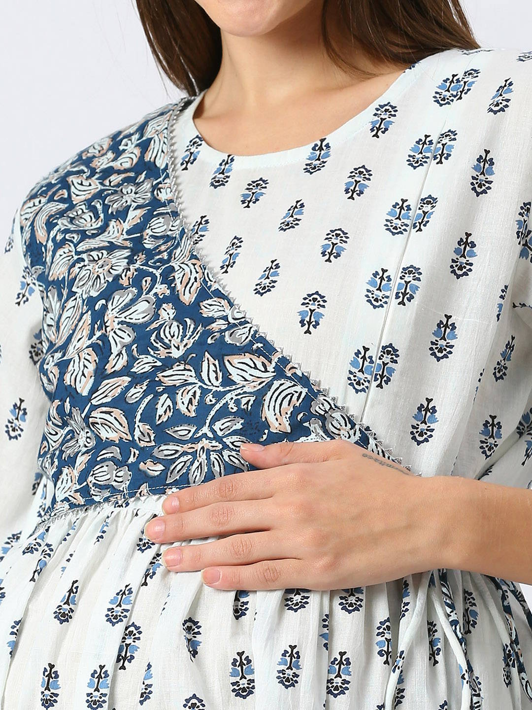 Cotton Maternity Top Maternity Top - White - Image 3