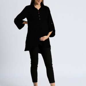 Rayon Casual Maternity Maternity Shirt - Black