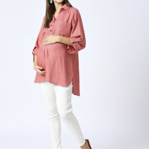 Rayon Casual Maternity Maternity Shirt - Black