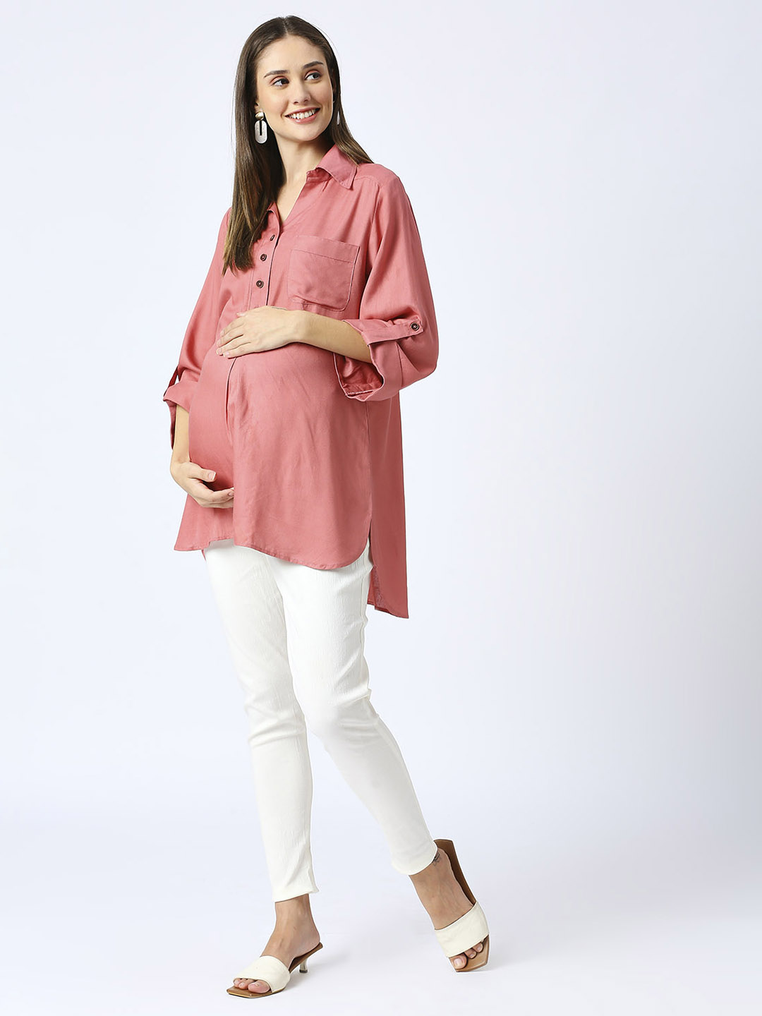 Rayon Casual Maternity Maternity Shirt - Black