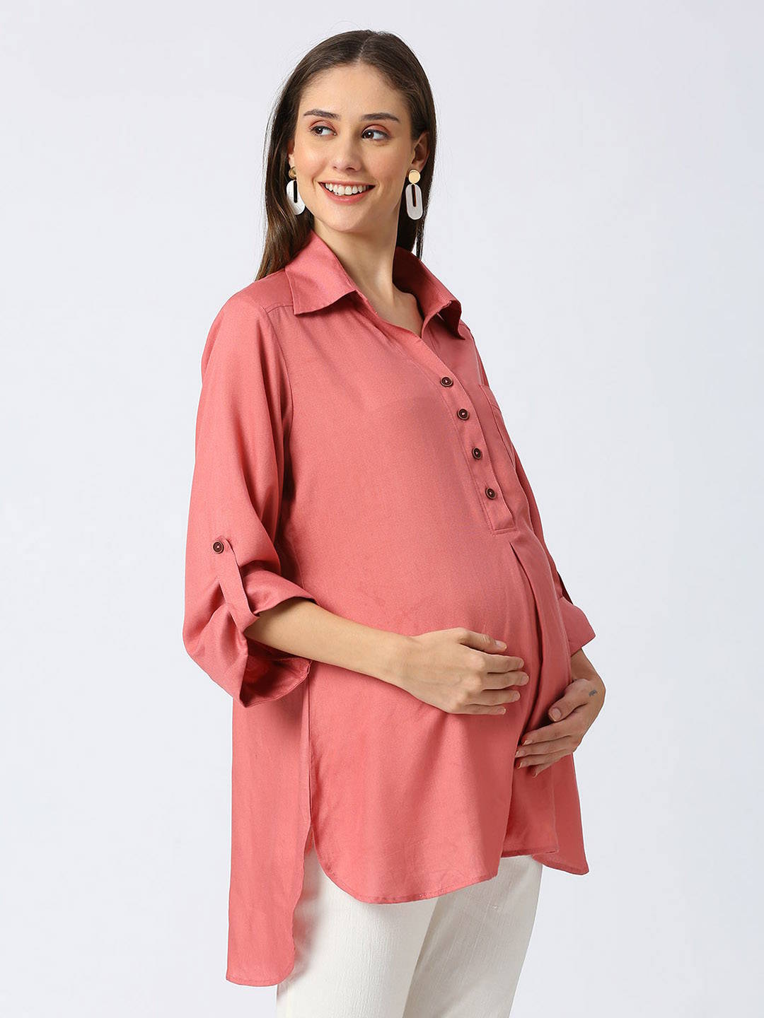 Rayon Casual Maternity Maternity Shirt - Black - Image 2