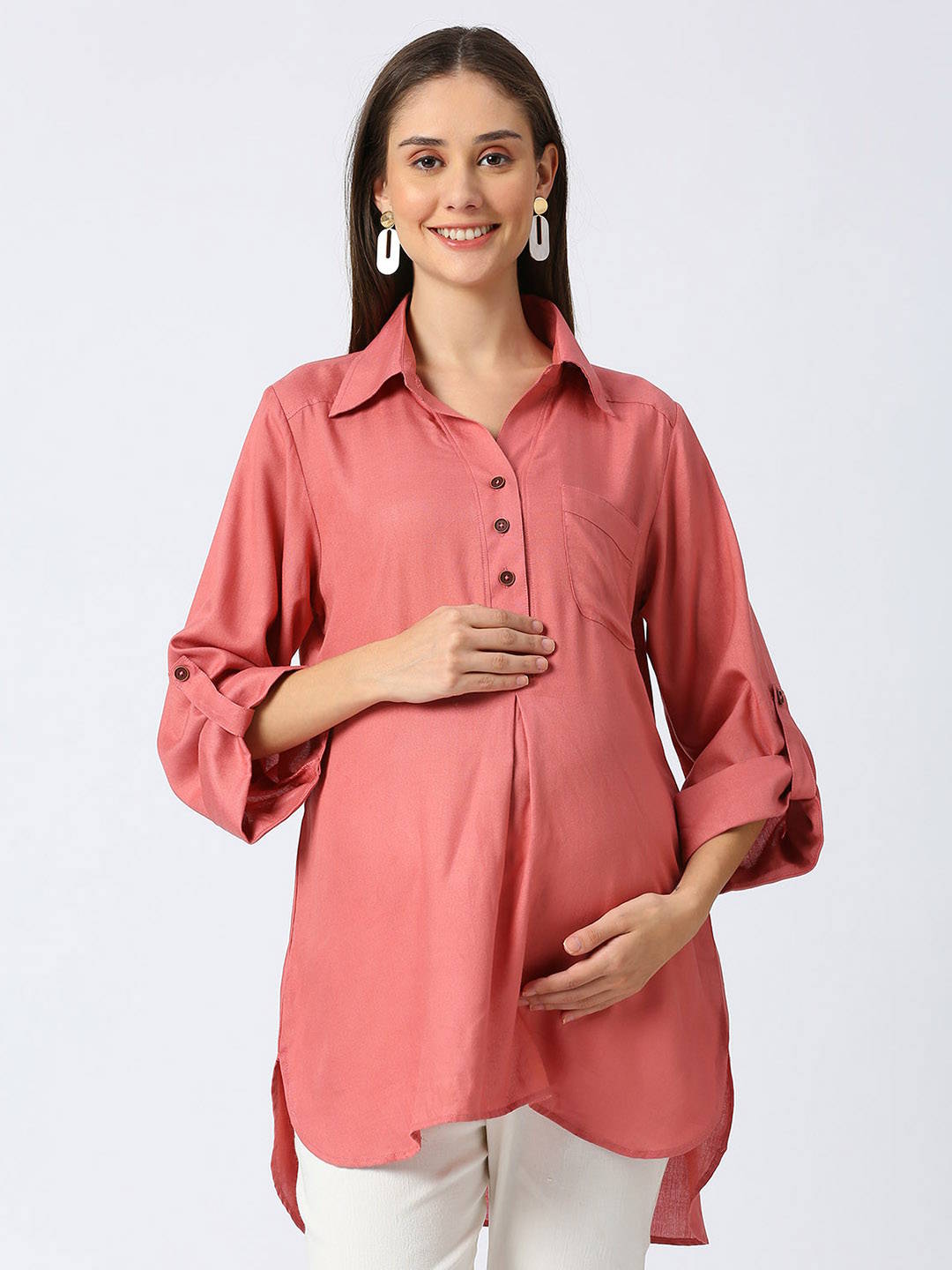 Rayon Casual Maternity Maternity Shirt - Black - Image 3