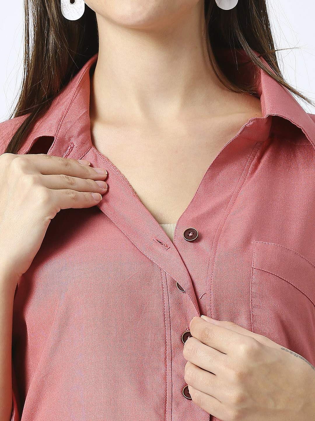 Rayon Casual Maternity Maternity Shirt - Black - Image 4