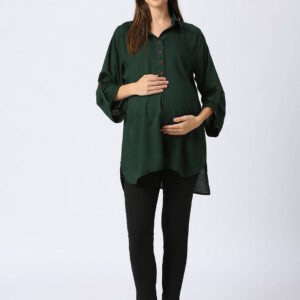 Rayon Casual Maternity Maternity Shirt - Green