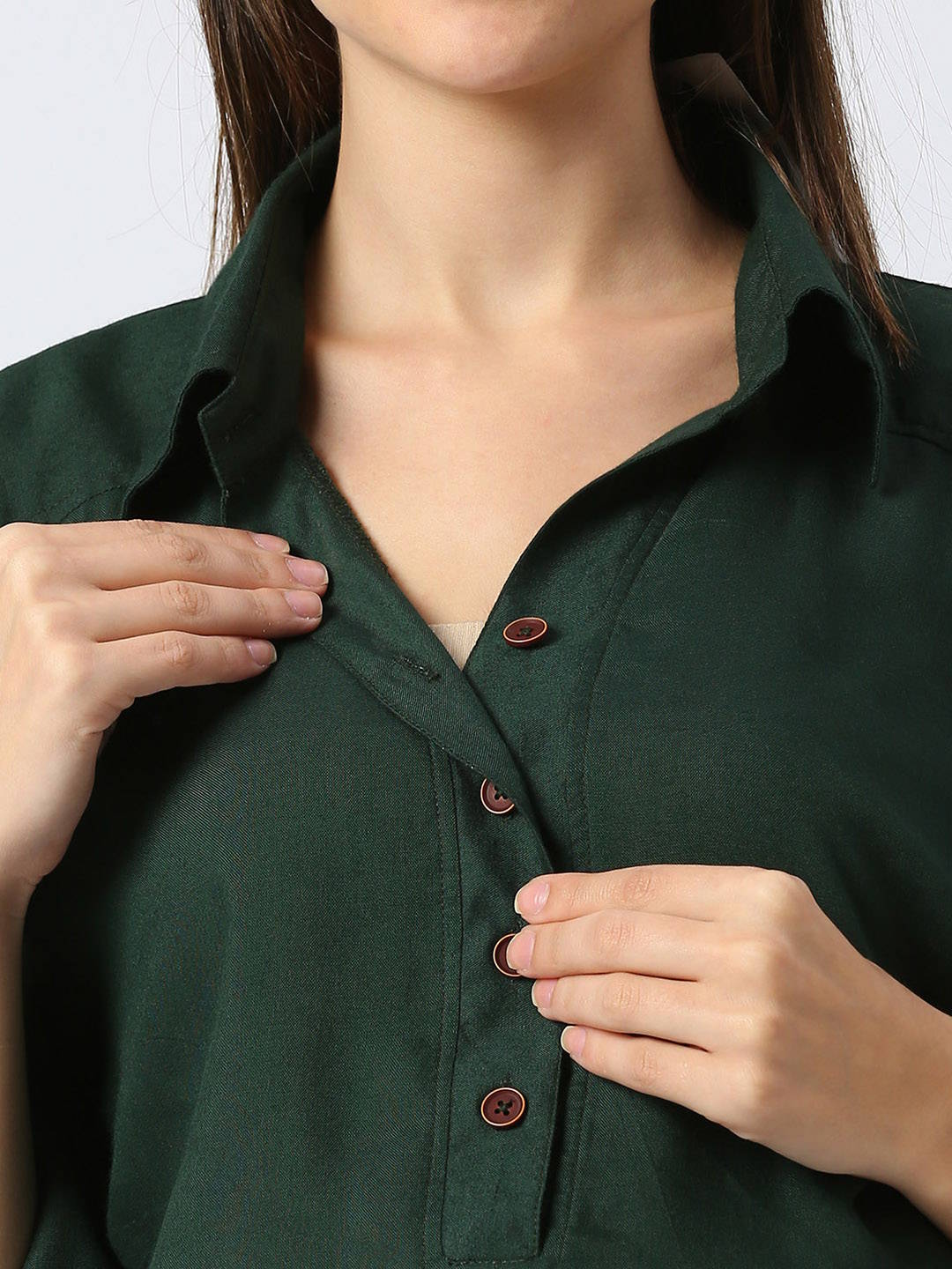 Rayon Casual Maternity Maternity Shirt - Green - Image 4