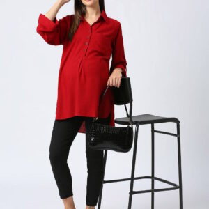 Rayon Casual Maternity Maternity Shirt - Maroon