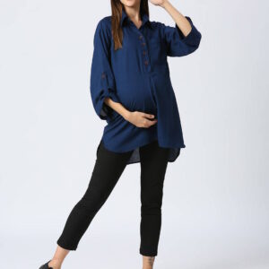 Rayon Casual Maternity Maternity Dress - Blue